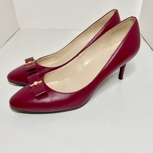 Cole Haan Burgandy Bow Pumps